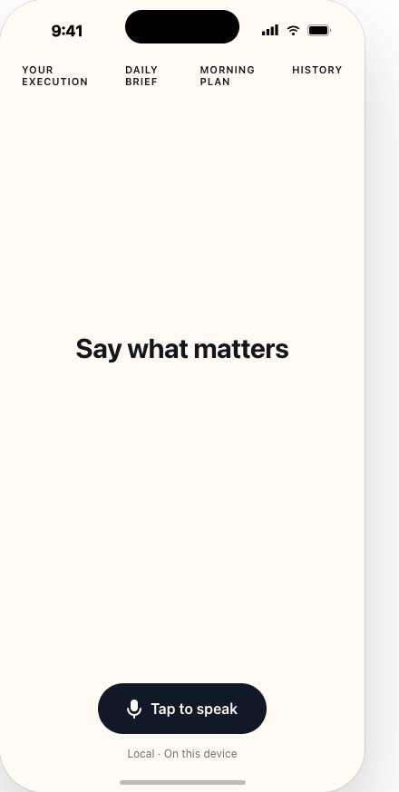 The Actra capture screen with a single 'Tap to speak' button.
